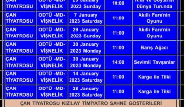 Çan Tiyatrosu Ocak 2023 Programı Çan Tiyatrosu Ocak 2023 Programı