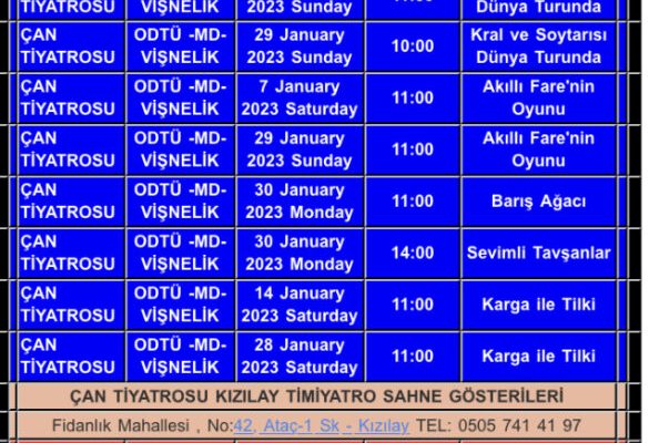 Çan Tiyatrosu Ocak 2023 Programı