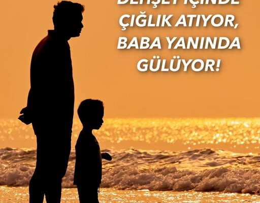 ÇOCUK DEHŞET İÇİNDE ÇIĞLIK ATIYOR, BABA YANINDA GÜLÜYOR